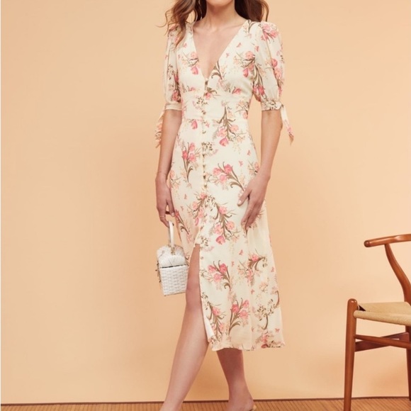 Reformation Bryar Floral Midi Dress in Leila - Picture 3 of 10